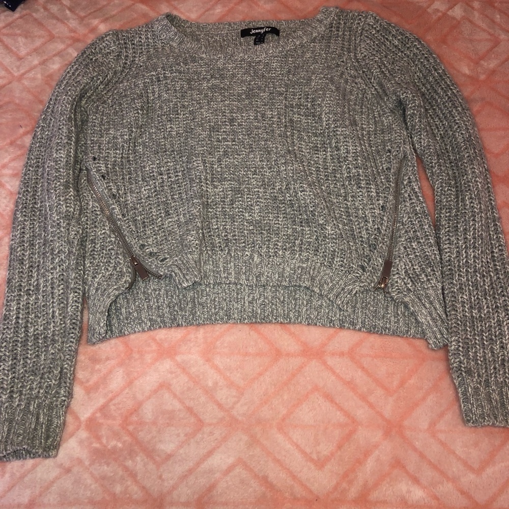 Grey Cropped Nit Sweater